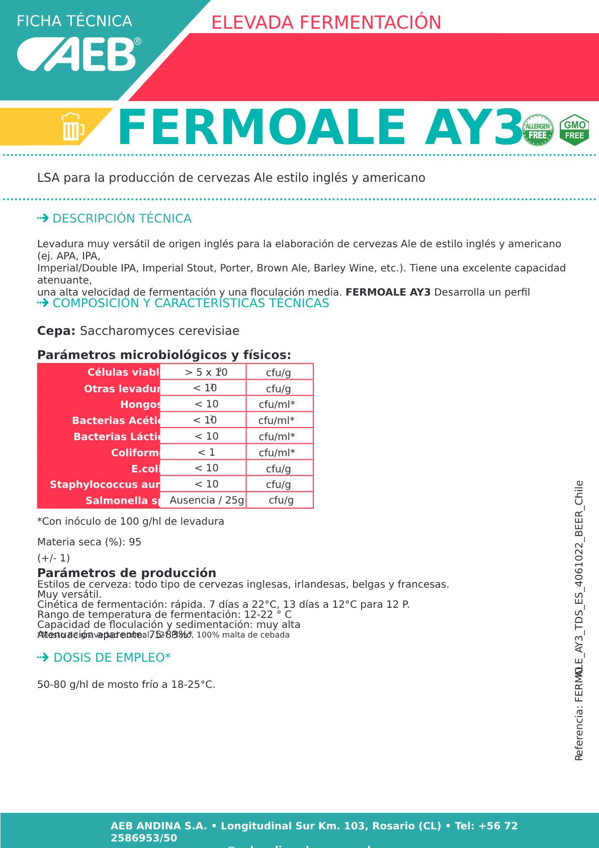 Levadura Fermoale AY3 11,5 gr